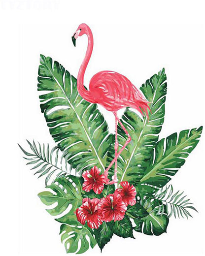 Tropical Flamingo Leaves - 40x50 cm