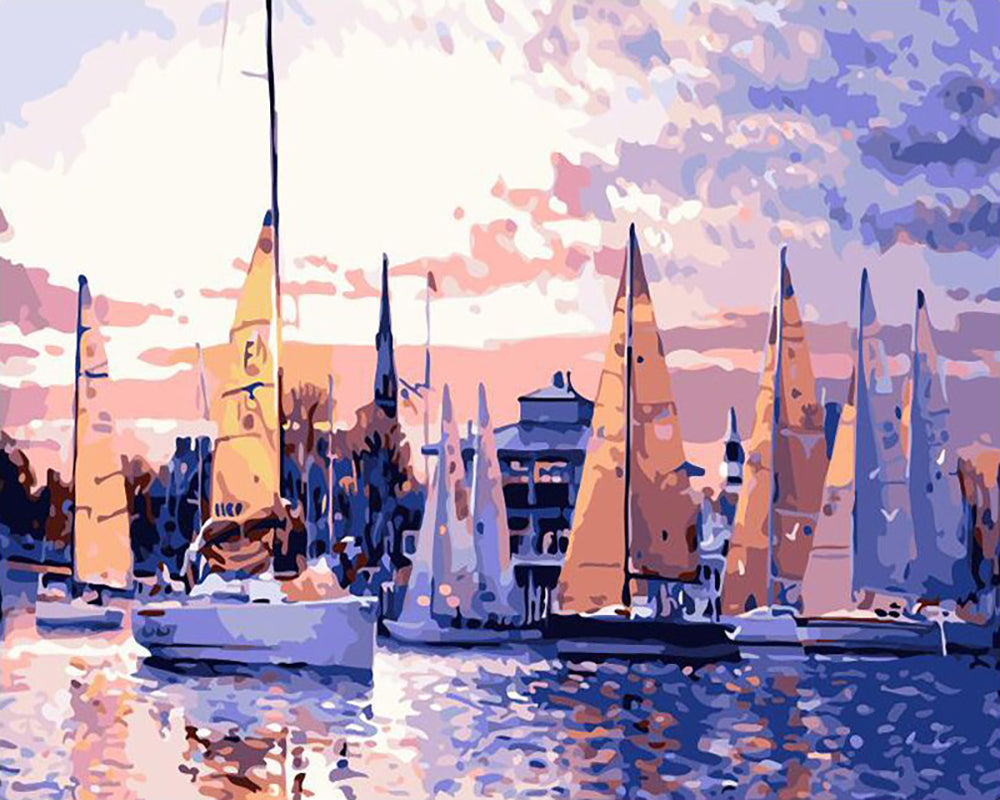 Sunset Sailboat Harbor - 40x50 cm paint by numbers kit