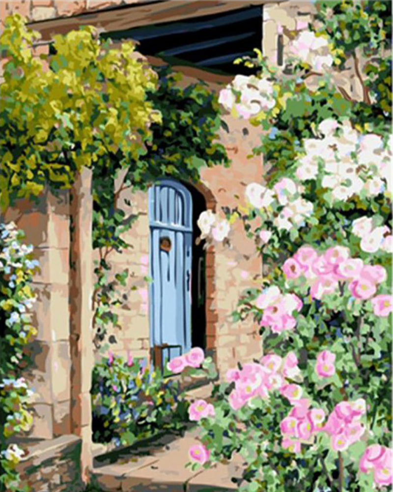 Blooming Cottage Entrance - 40x50 cm paint by numbers kit