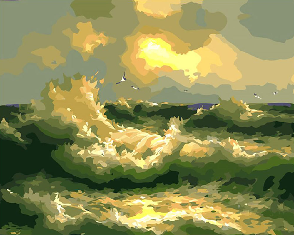 Golden Stormy Sea - 40x50 cm paint by numbers kit