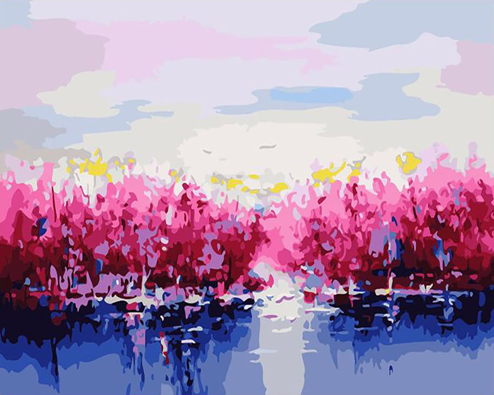 Pink Blossom Reflection - 40x50 cm paint by numbers kit