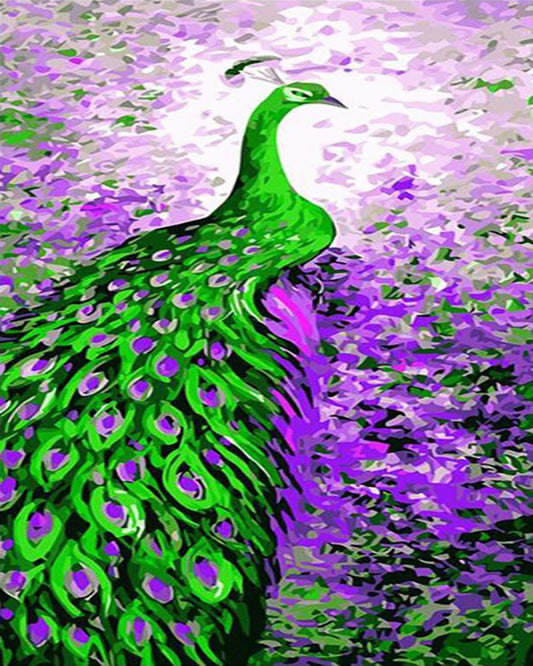 Emerald Peacock in Lavender Garden - 40x50 cm paint by numbers kit