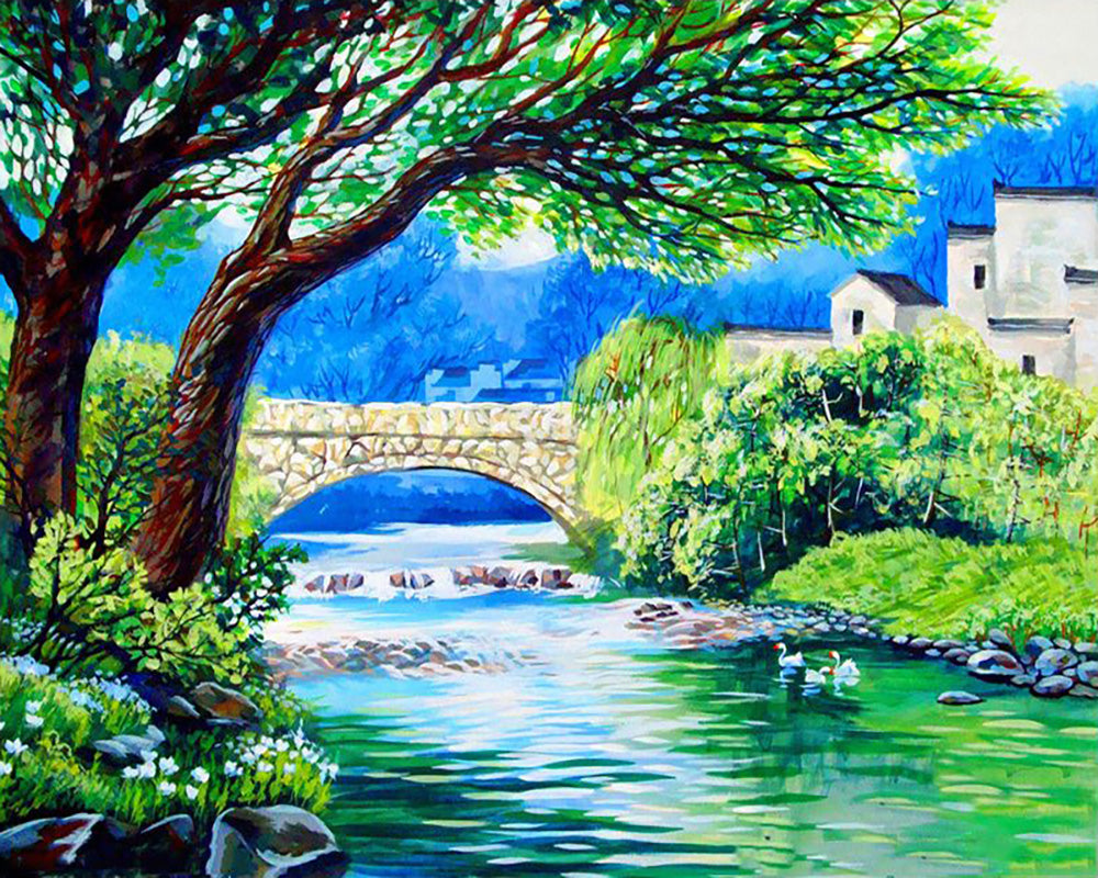 Stone Bridge River - 40x50 cm paint by numbers kit