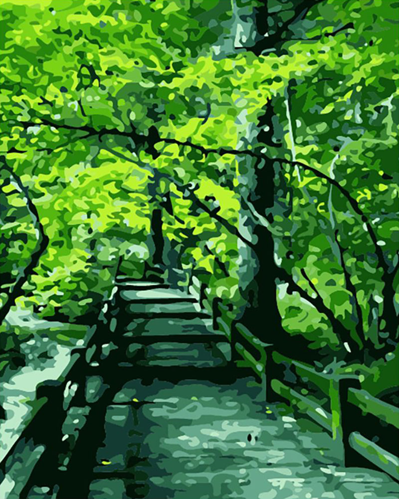 Emerald Forest Walkway - 40x50 cm paint by numbers kit