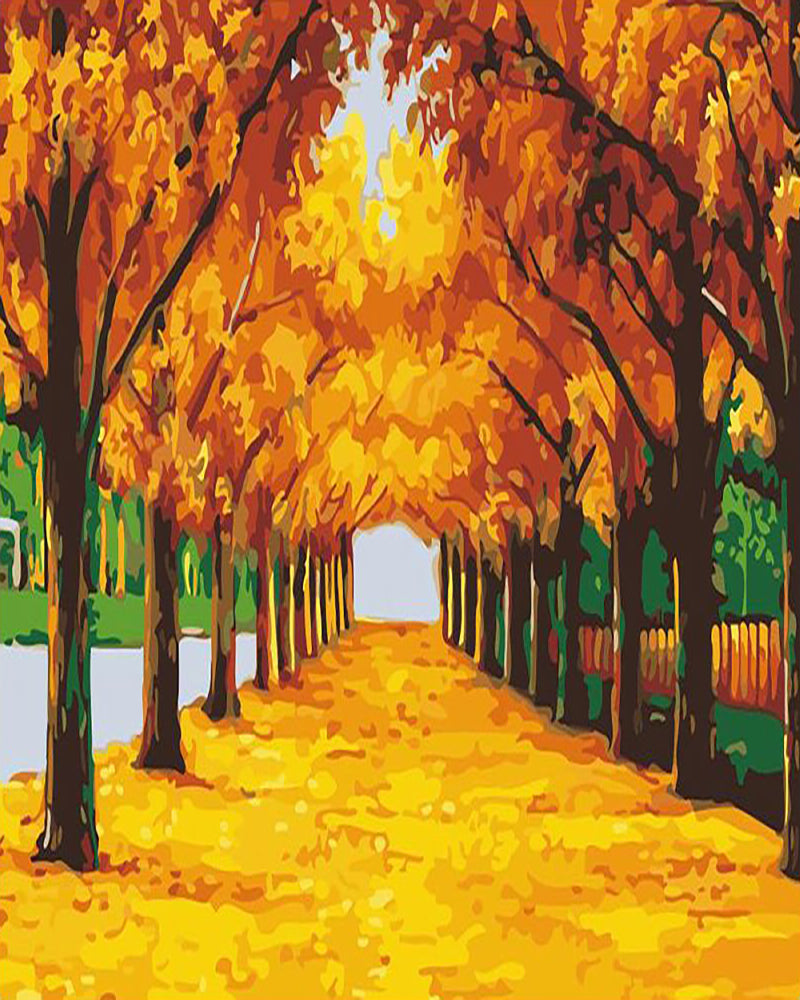 Golden Autumn Avenue - 40x50 cm paint by numbers kit
