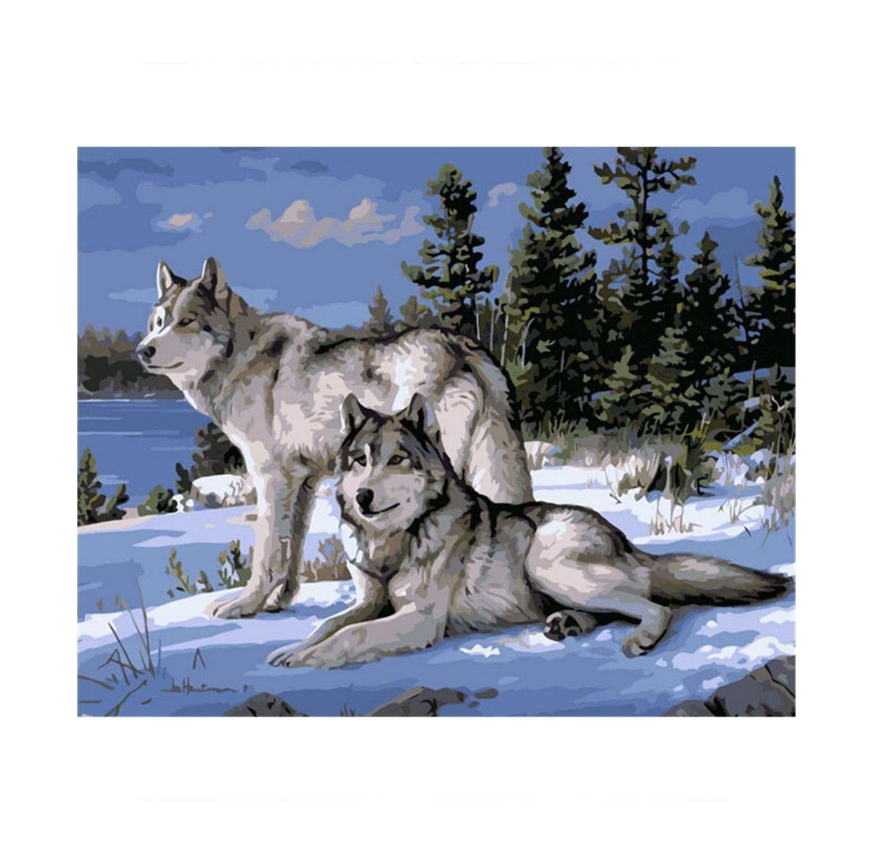 Wolves in the Winter Forest - 40x50 cm paint by numbers kit