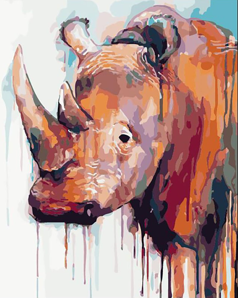 Watercolor Rhinoceros - 40x50 cm paint by numbers kit