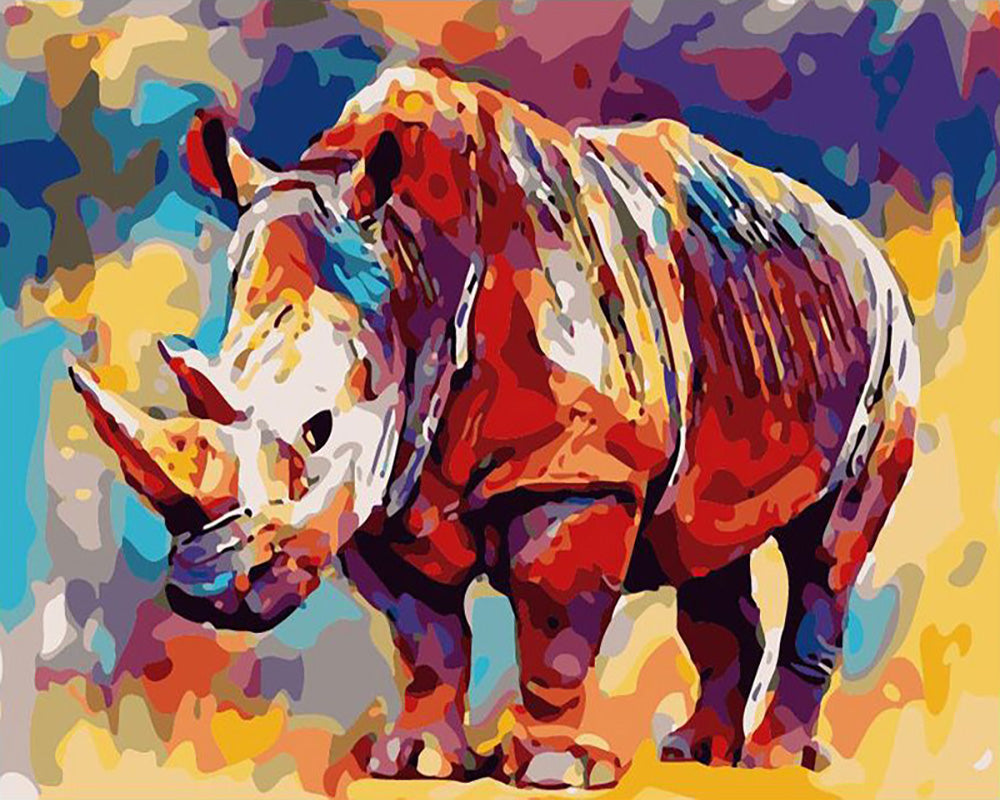 Vibrant Rhino Spirit - 40x50 cm paint by numbers kit