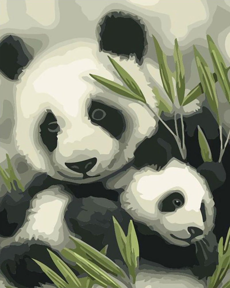 Panda Mother and Cub - 40x50 cm paint by numbers kit