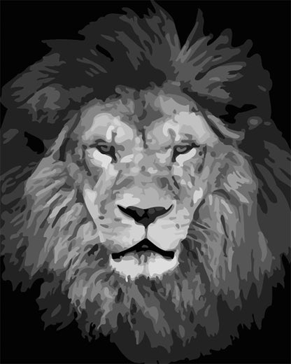 Monochrome Lion King - 40x50 cm paint by numbers kit
