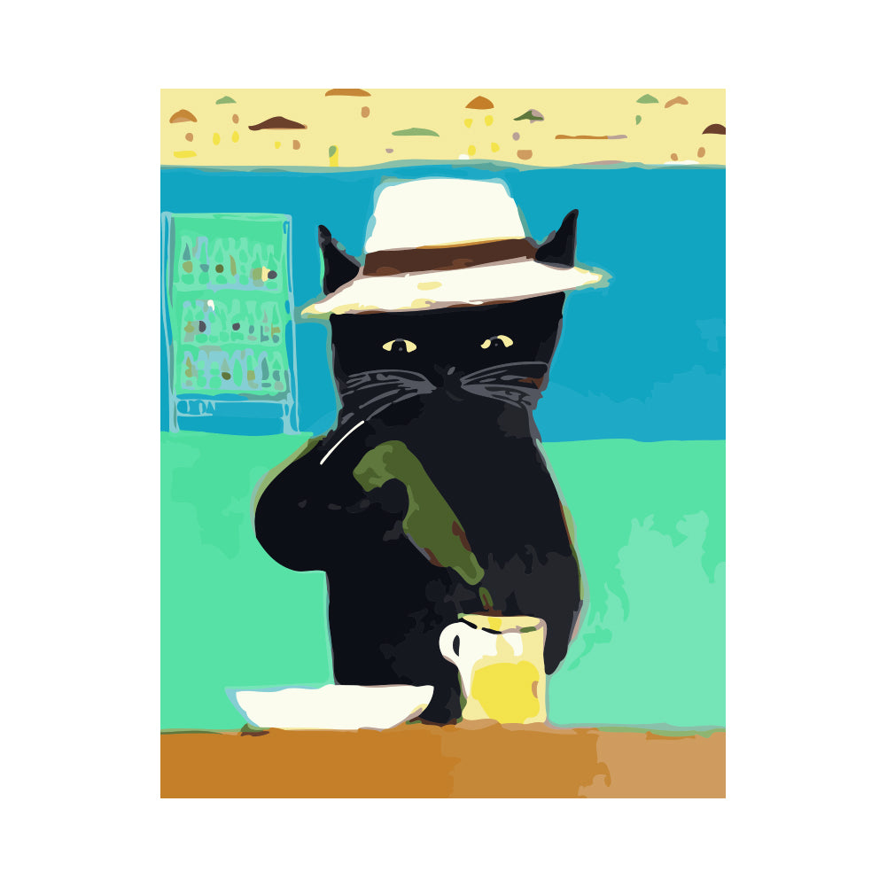 Black Cat Barista - 40x50 cm paint by numbers kit