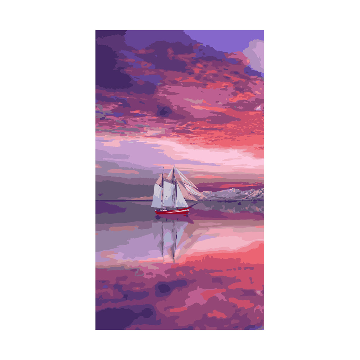 Sailboat at Pink Sunset - 40x50 cm paint by numbers kit