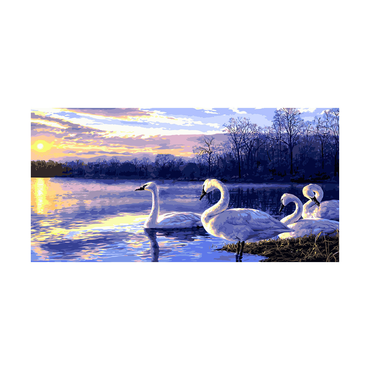 Swans on the Sunset Lake - 40x50 cm paint by numbers kit