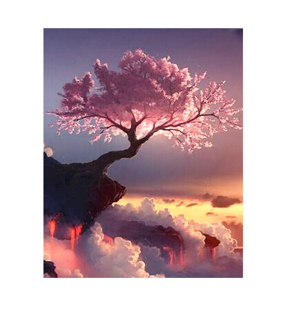 Pink Blossom Tree Above the Clouds - 40x50 cm paint by numbers kit