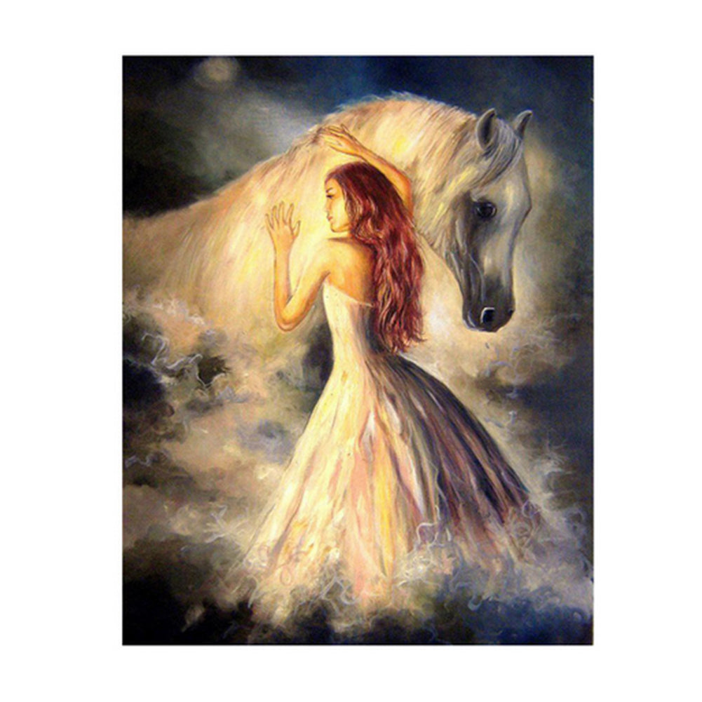 Girl and White Horse - 40x50 cm paint by numbers kit