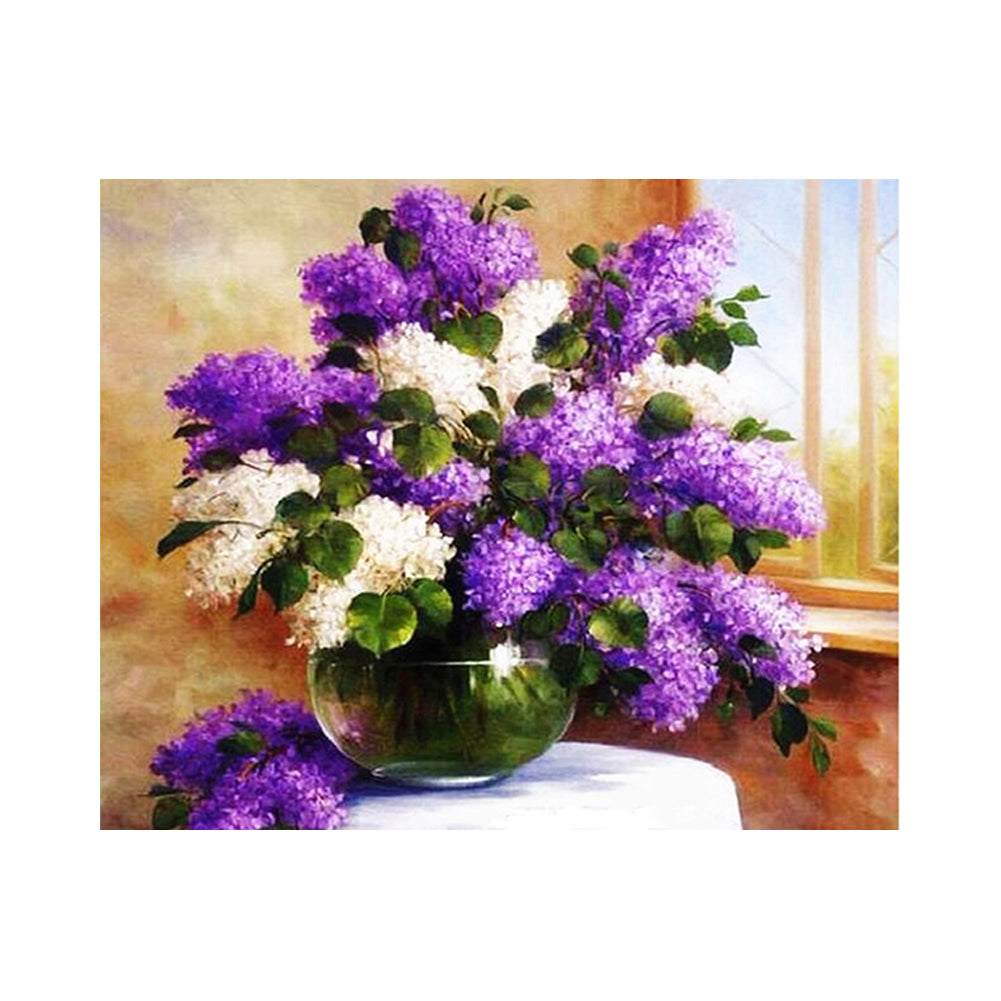 Purple and White Lilac Bouquet - 40x50 cm paint by numbers kit