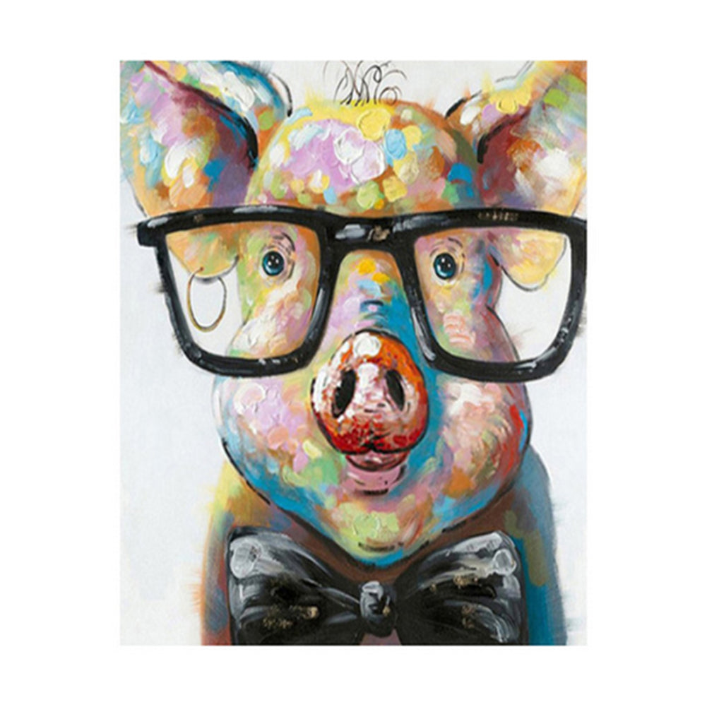 Colorful Pig with Glasses - 40x50 cm paint by numbers kit