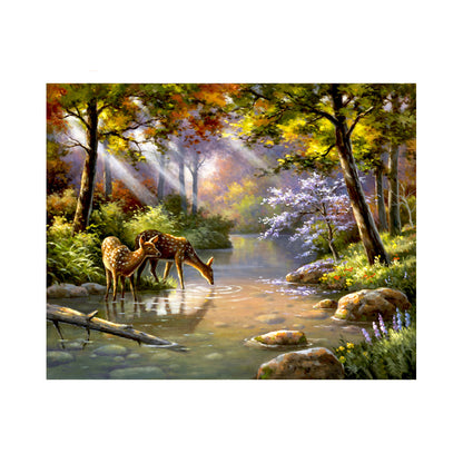 Deer at the Woodland Stream - 40x50 cm paint by numbers kit