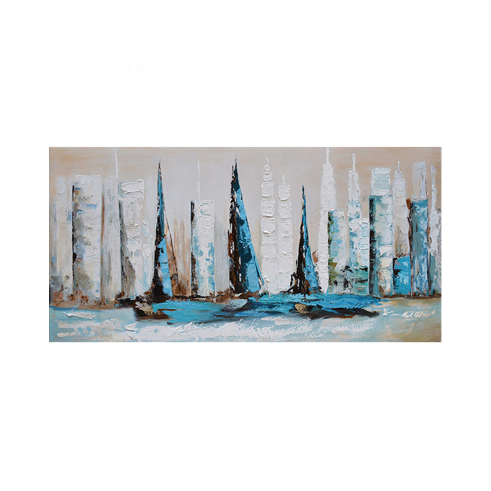 Sailboats by the Modern Skyline - 40x50 cm paint by numbers kit
