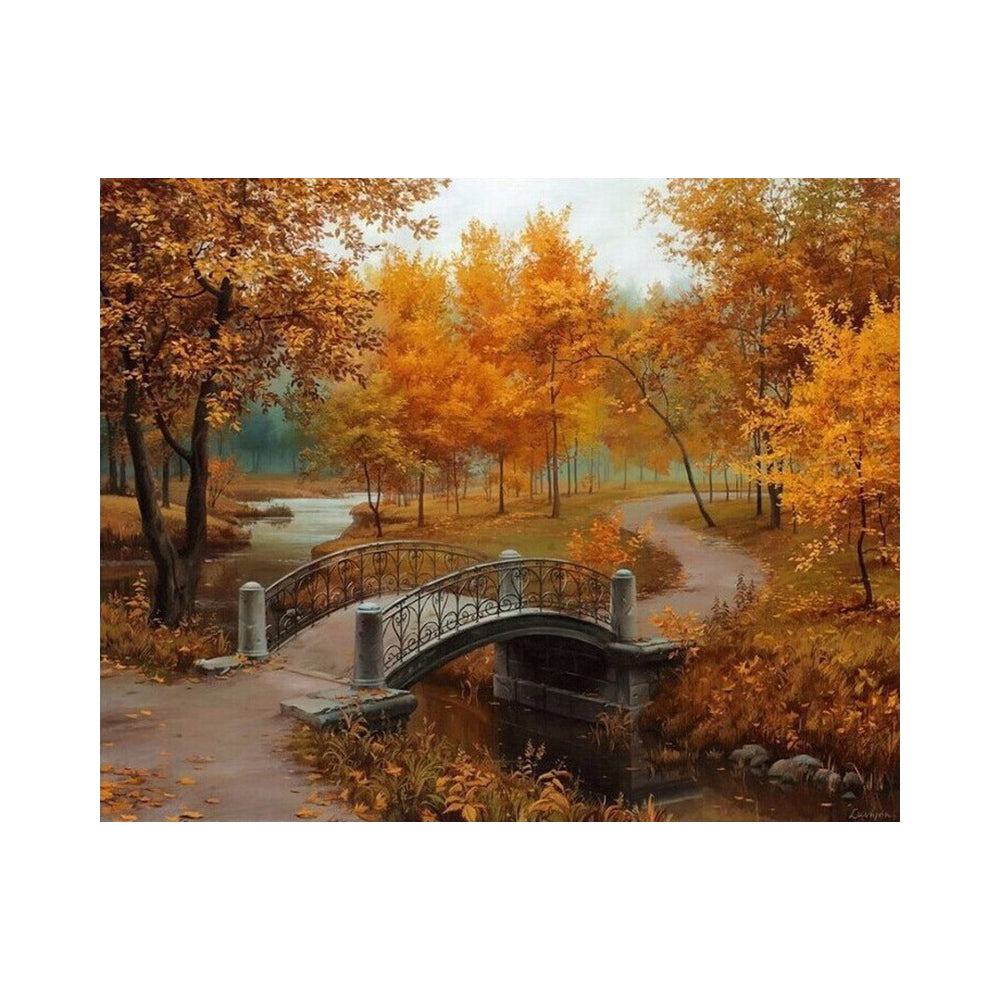 Autumn Bridge in the Park - 40x50 cm paint by numbers kit