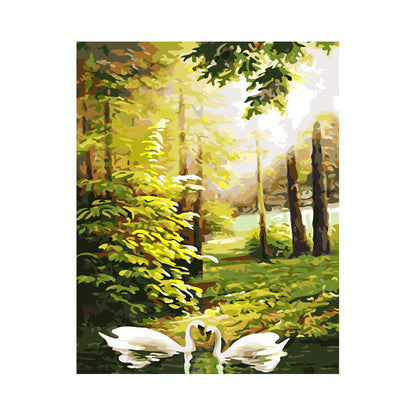 Swans in the Sunlit Forest - 40x50 cm paint by numbers kit