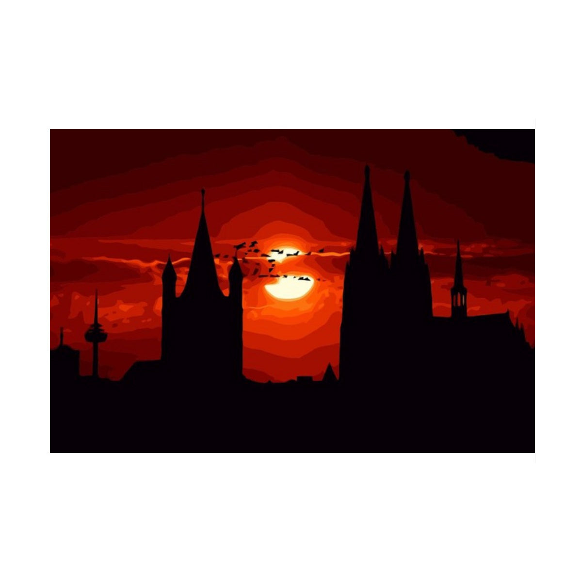 Crimson Cathedral Sunset - 40x50 cm paint by numbers kit