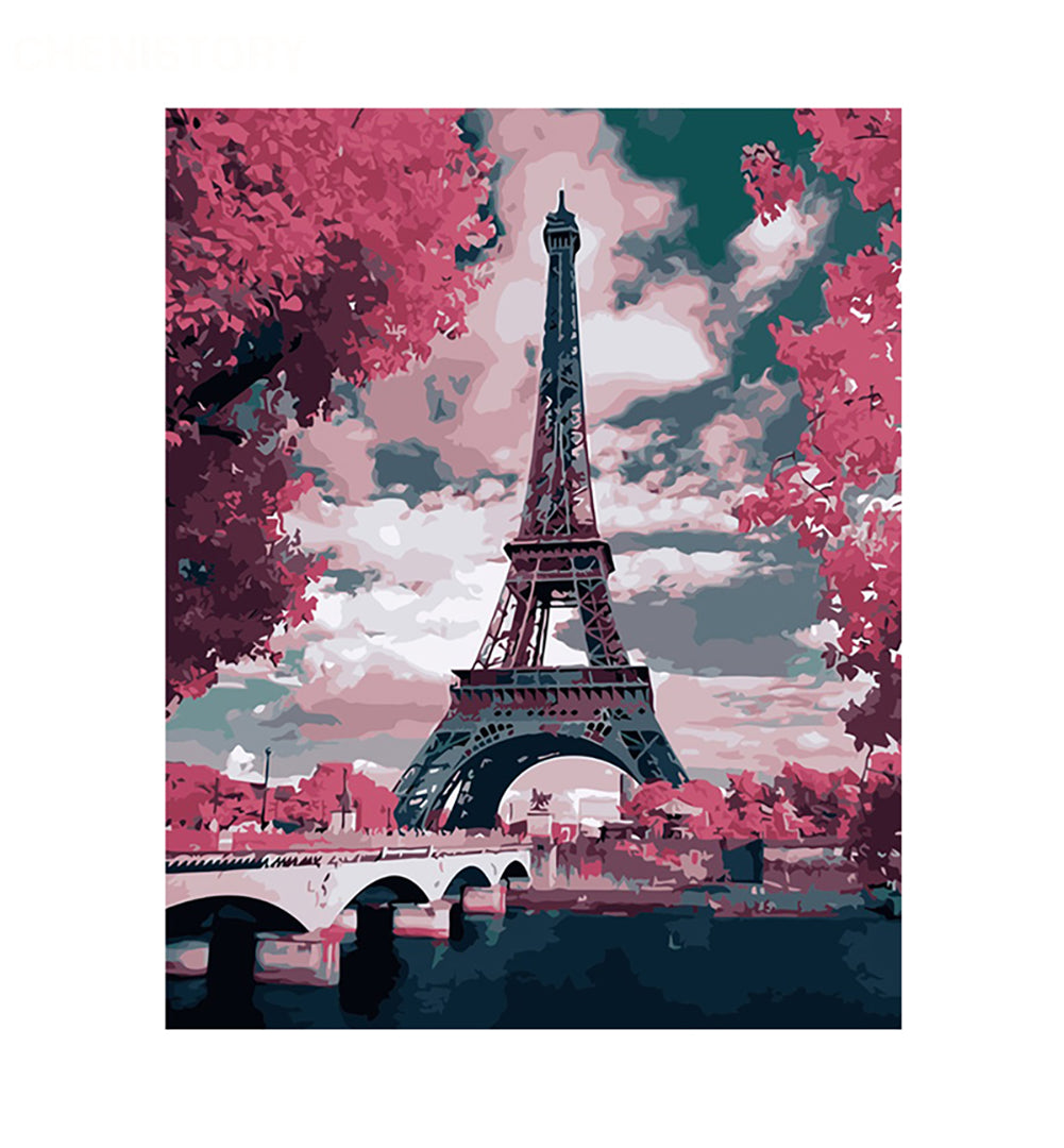 Pink Paris Tower - 40x50 cm paint by numbers kit