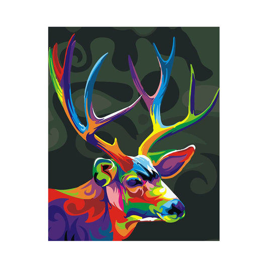 Colorful Stag Portrait - 40x50 cm paint by numbers kit