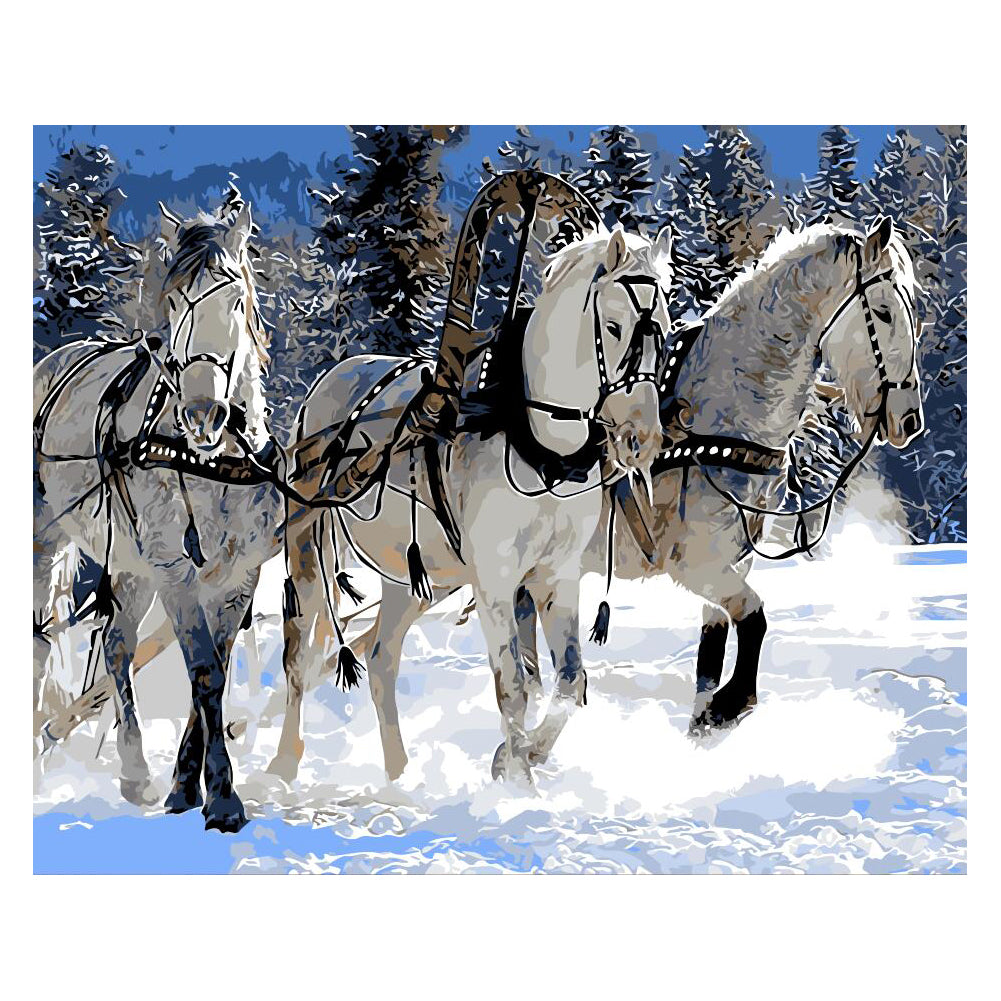 Winter Horse Team - 40x50 cm paint by numbers kit