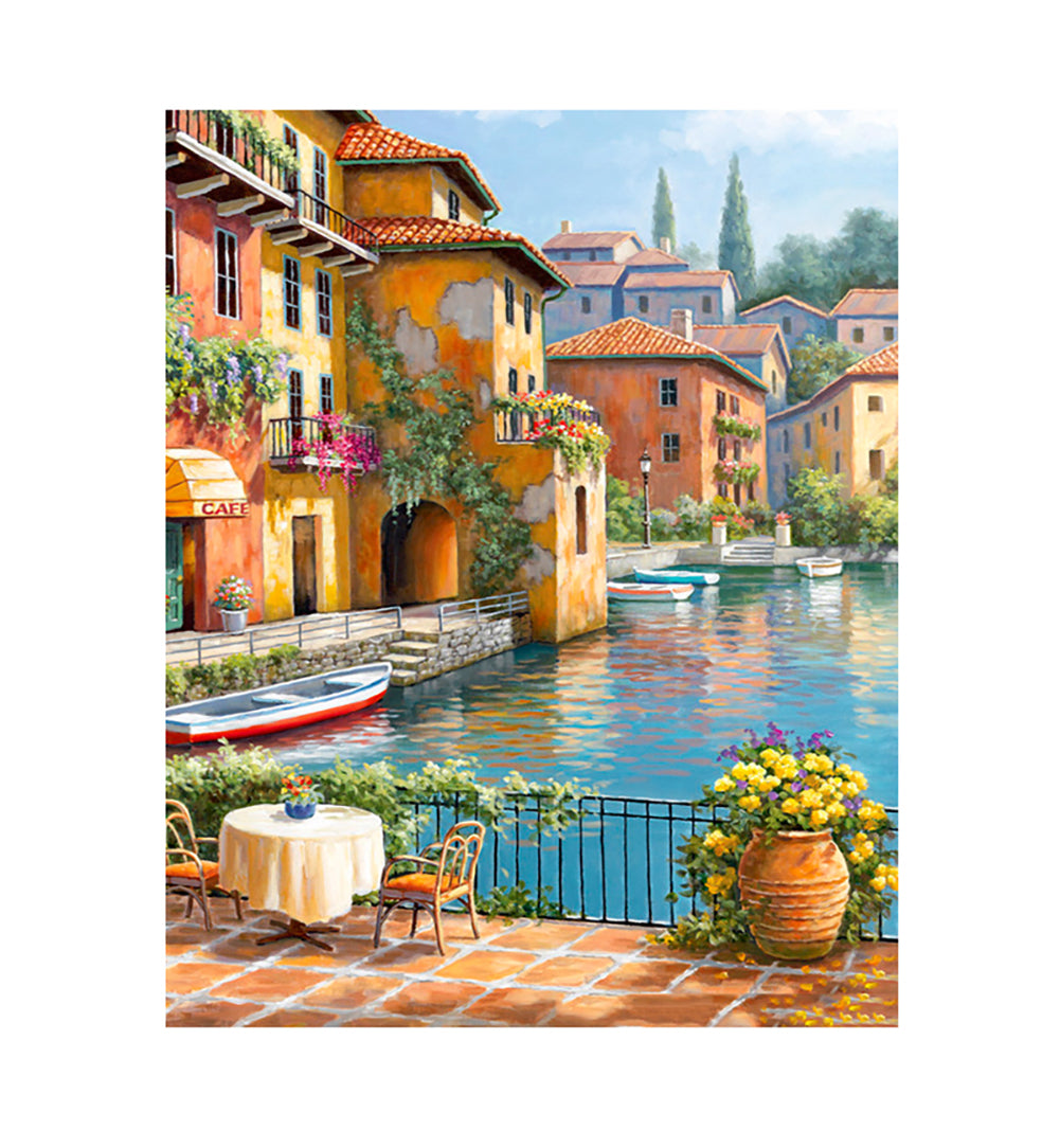 Sunny Mediterranean Harbor - 40x50 cm paint by numbers kit
