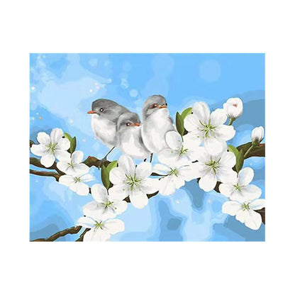 White Blossoms and Birds - 40x50 cm paint by numbers kit