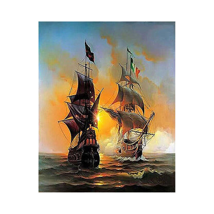 Tall Ships at Sunset - 40x50 cm paint by numbers kit