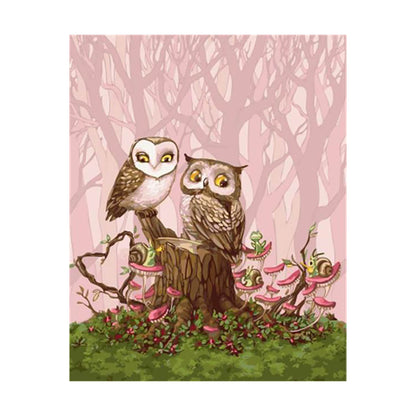 Owls in Pink Woodland - 40x50 cm paint by numbers kit