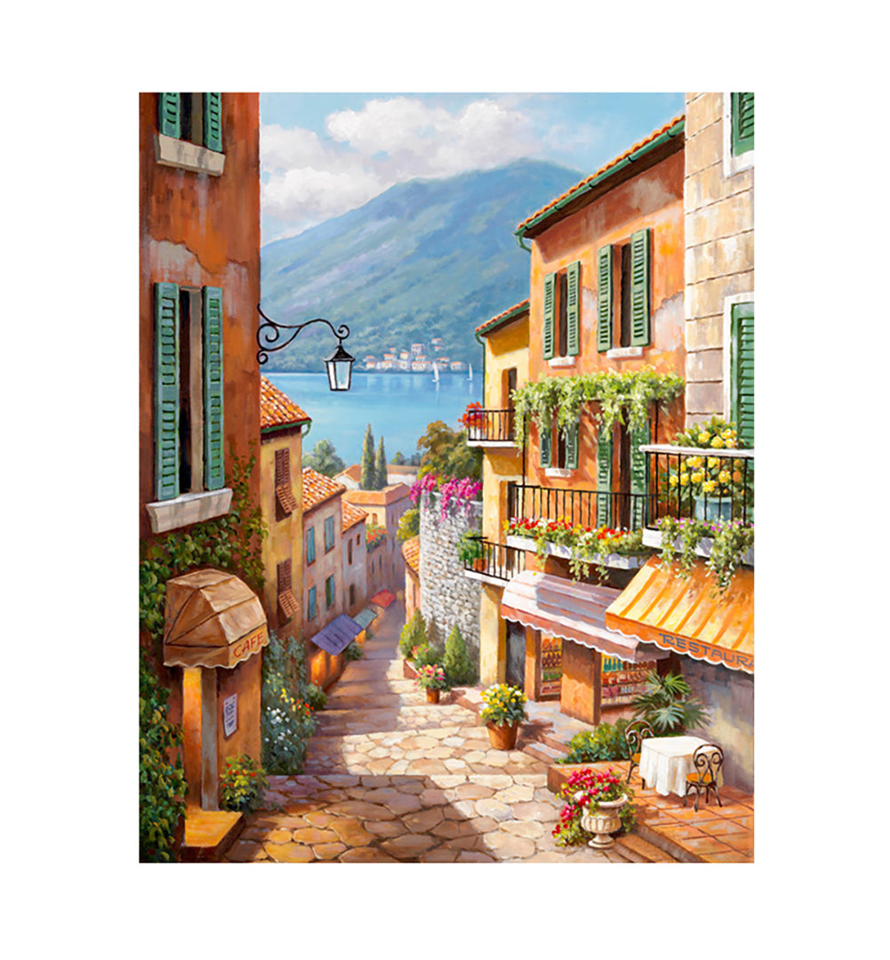 Mediterranean Lakeside Street - 40x50 cm paint by numbers kit