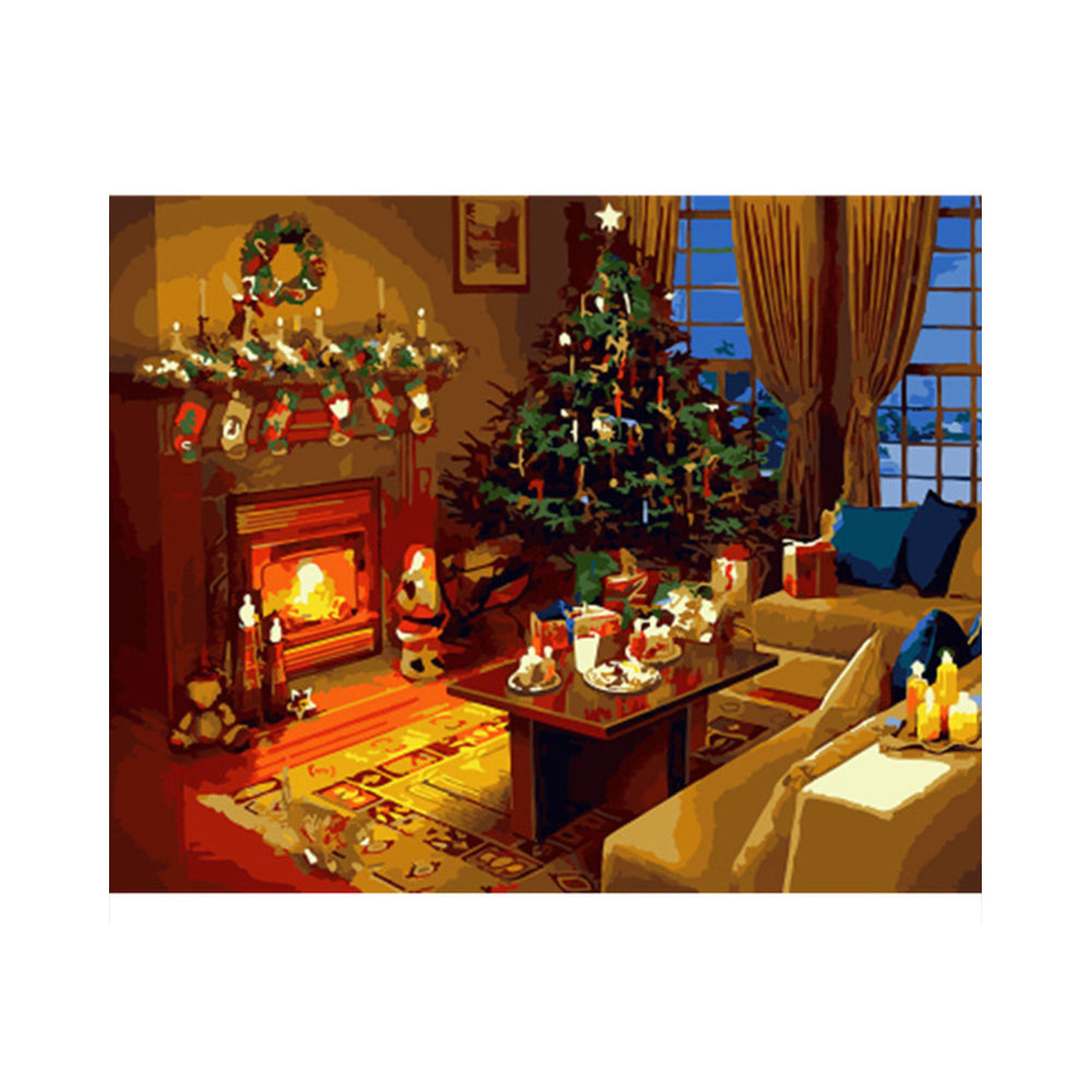Cozy Christmas Living Room - 40x50 cm paint by numbers kit