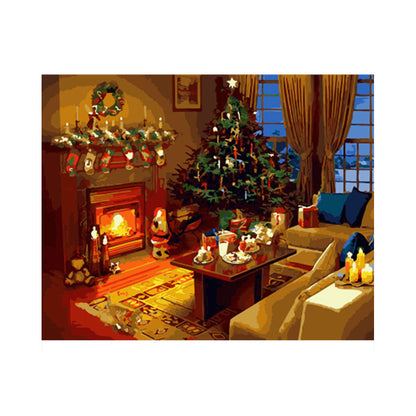 Cozy Christmas Living Room - 40x50 cm paint by numbers kit