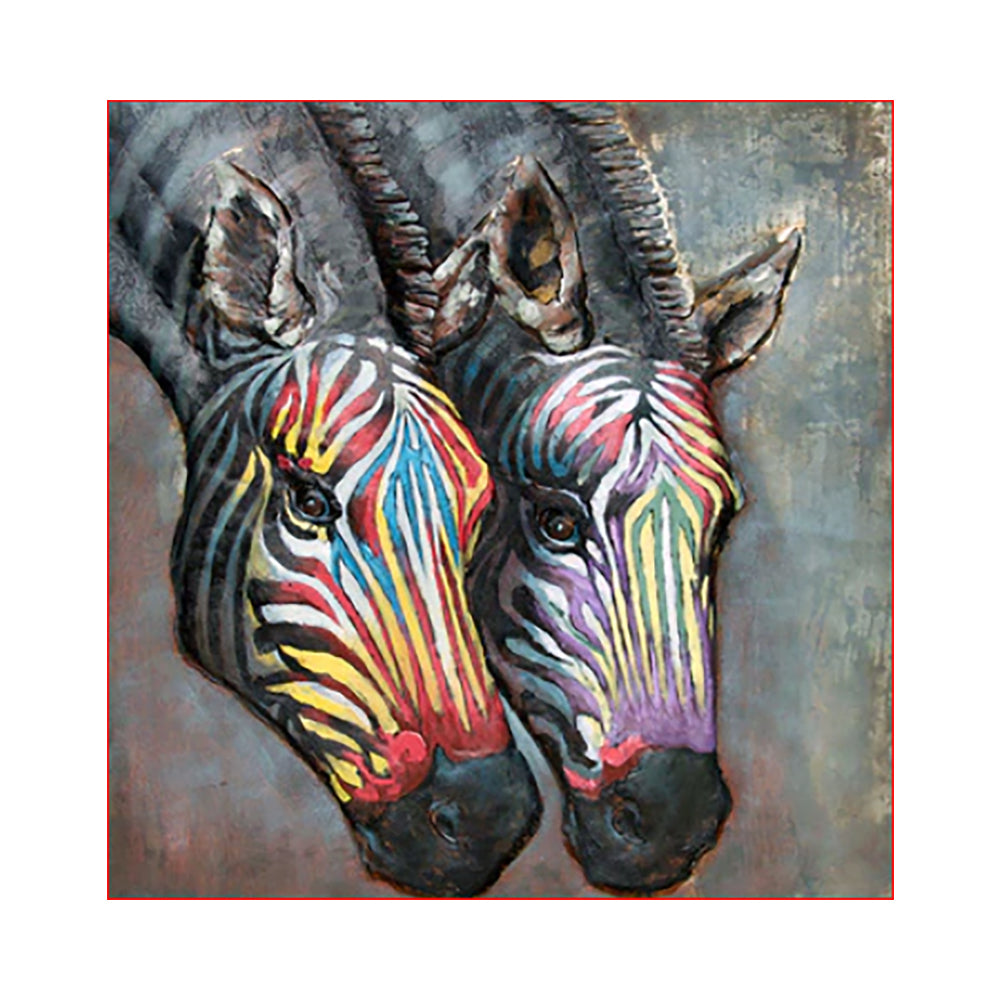 Colorful Zebra Duo - 40x50 cm paint by numbers kit