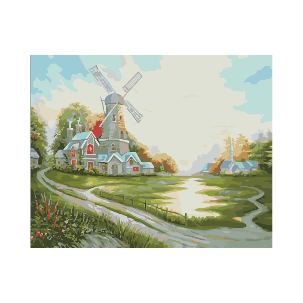 Peaceful Windmill Cottage - 40x50 cm paint by numbers kit