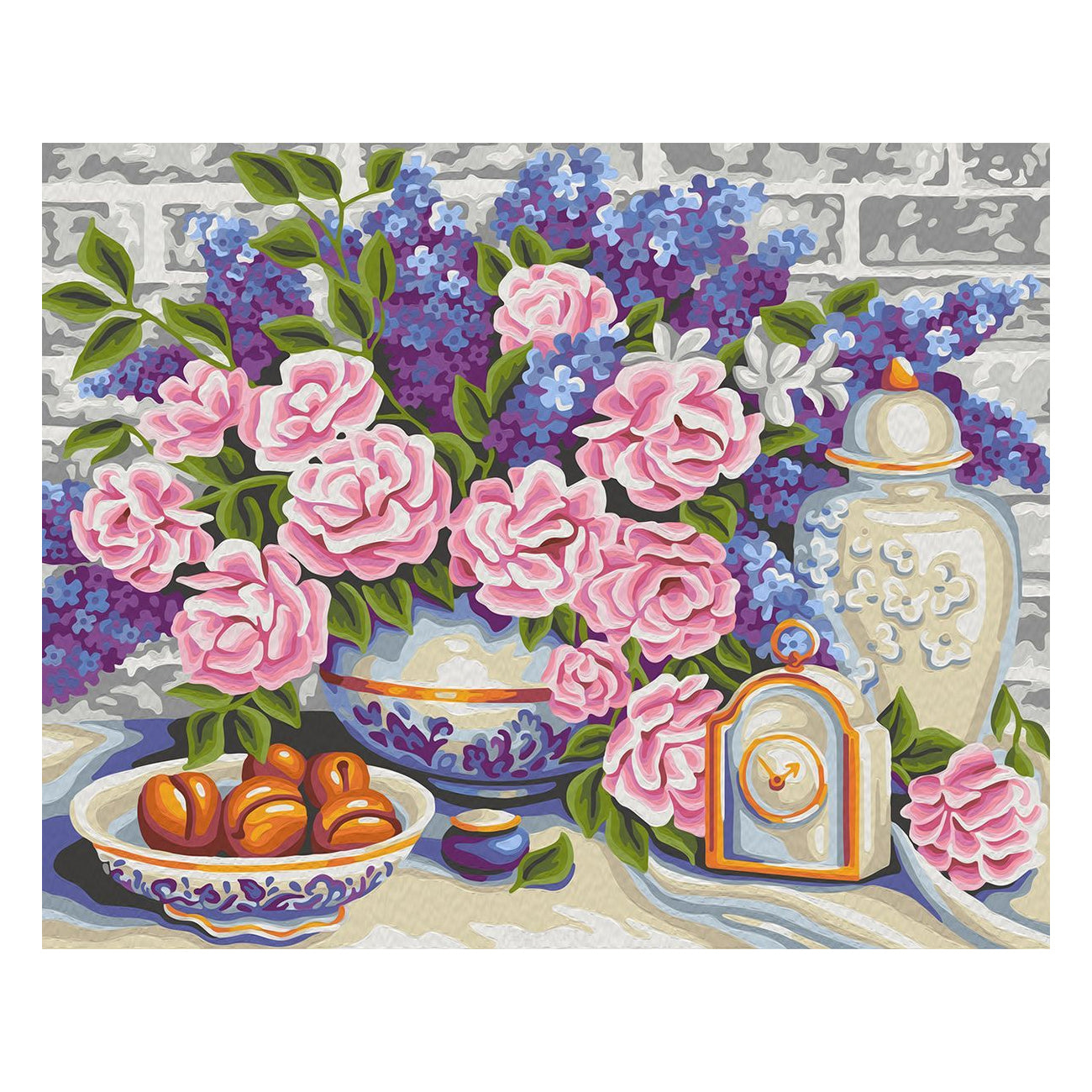 Pink Roses and Purple Hydrangeas - 40x50 cm paint by numbers kit