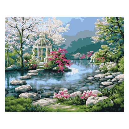 Blossoming Garden Gazebo - 40x50 cm paint by numbers kit