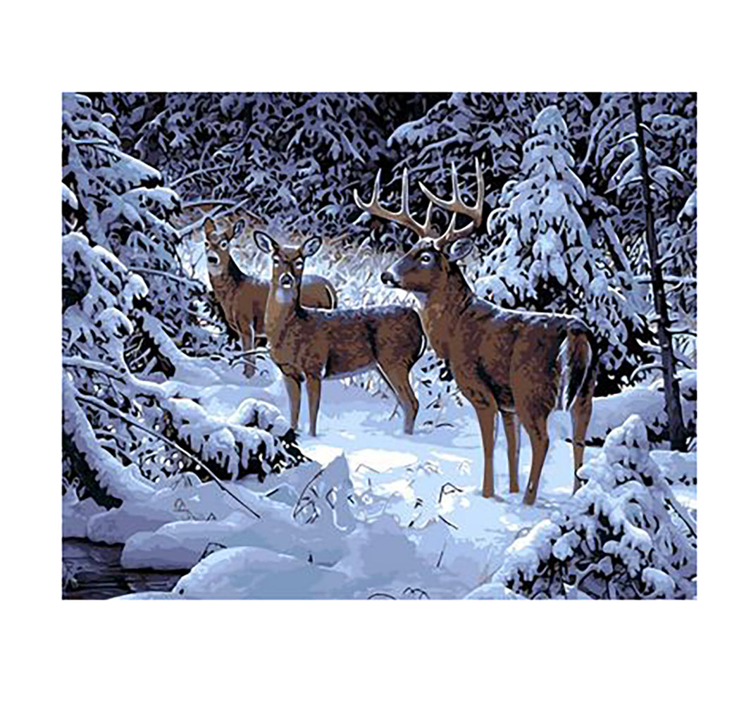 Winter Deer in Snowy Forest - 40x50 cm paint by numbers kit
