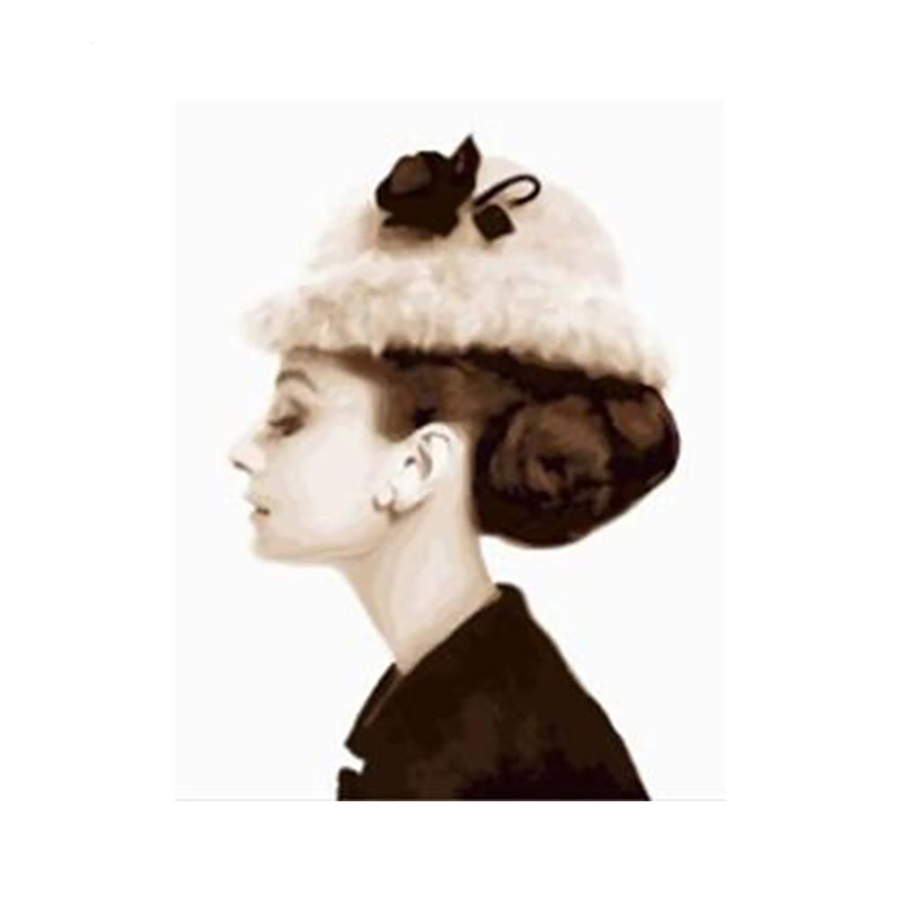 Vintage Lady in Fur Hat - 40x50 cm paint by numbers kit