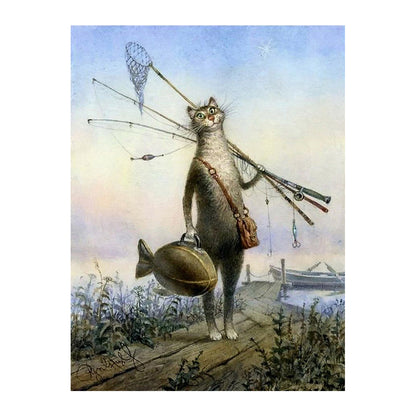 Fisherman Cat - 40x50 cm paint by numbers kit