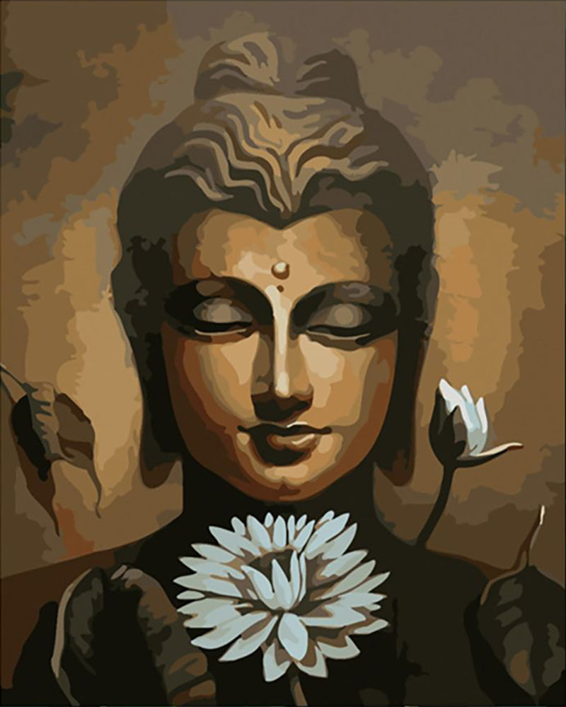 Serene Buddha with White Lotus - 40x50 cm paint by numbers kit