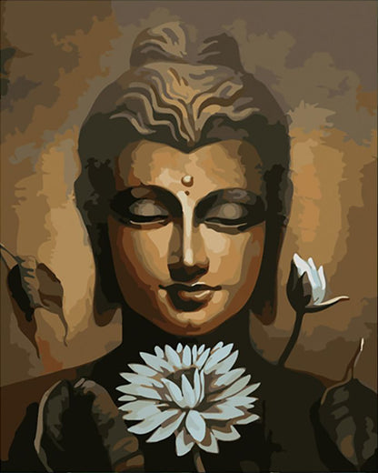 Serene Buddha with White Lotus - 40x50 cm paint by numbers kit