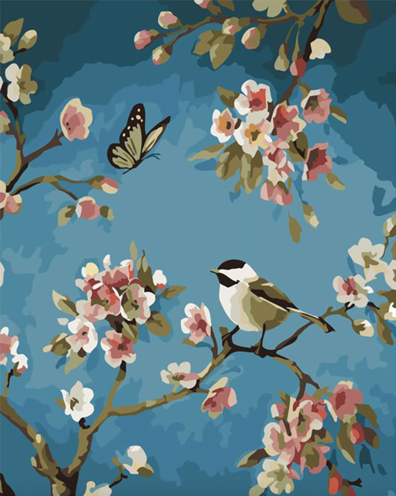 Spring Songbird and Butterfly - 40x50 cm paint by numbers kit