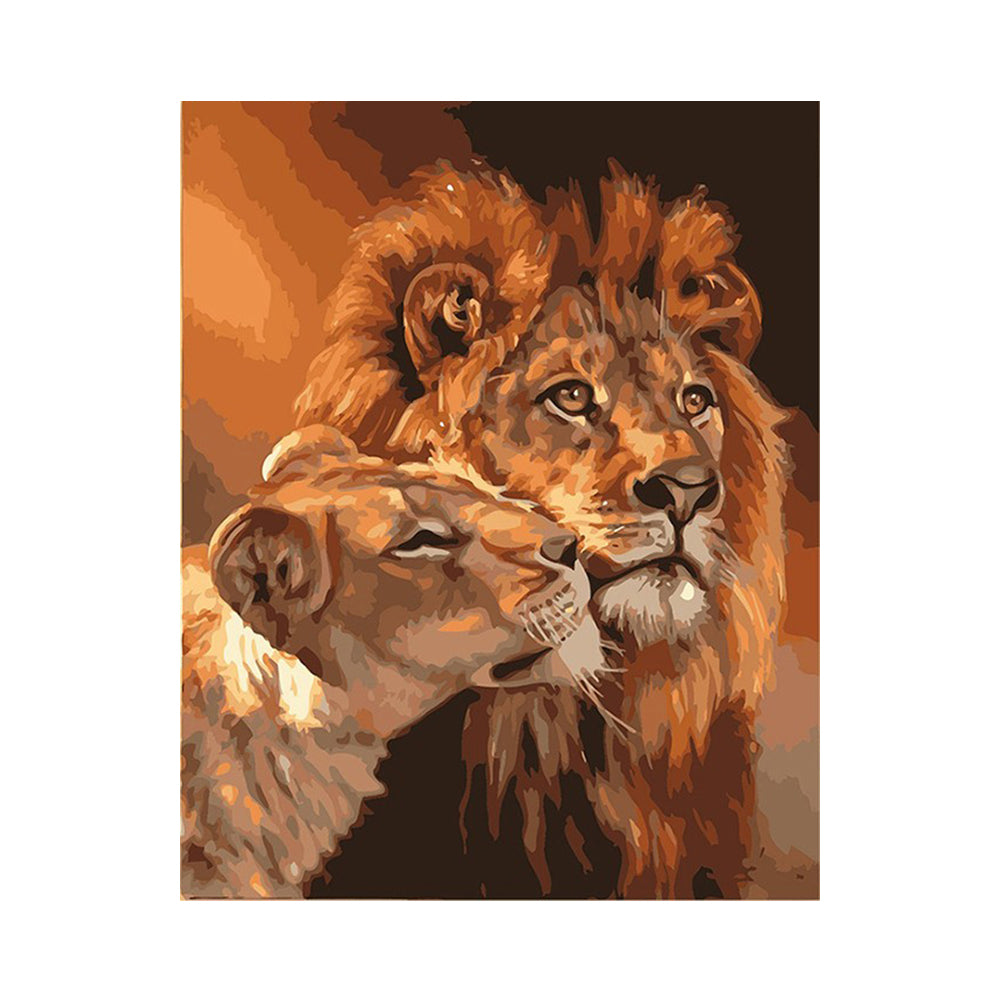 Lion Couple Portrait - 40x50 cm paint by numbers kit