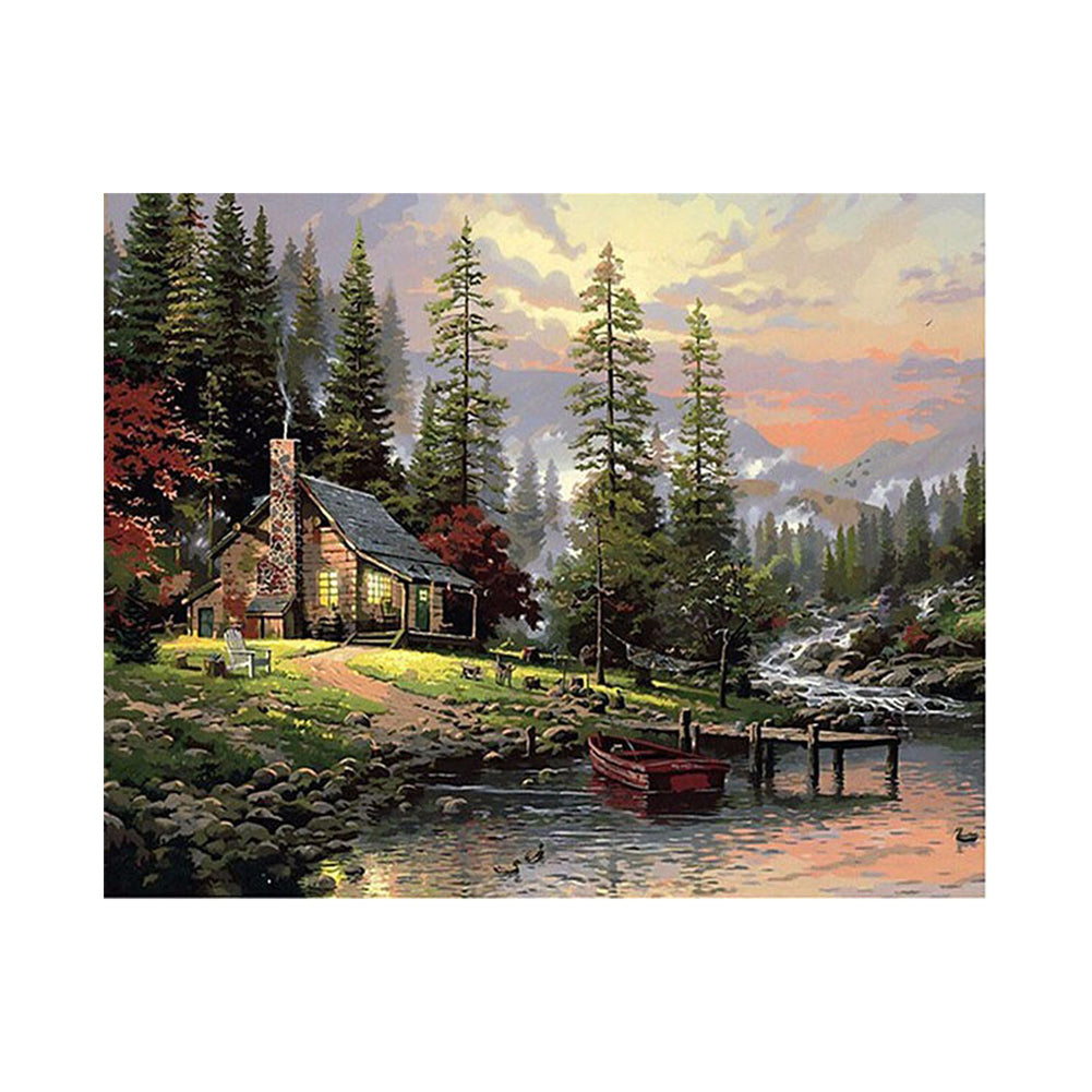 Lakeside Mountain Cabin - 40x50 cm paint by numbers kit