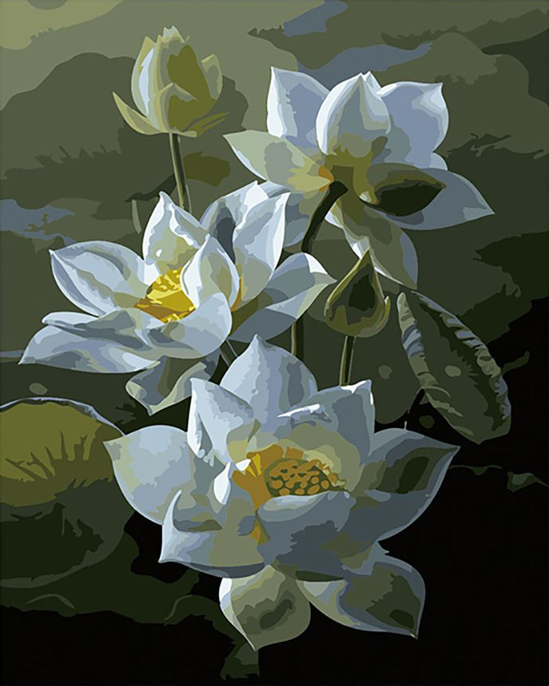 Moonlit White Lotus - 40x50 cm paint by numbers kit