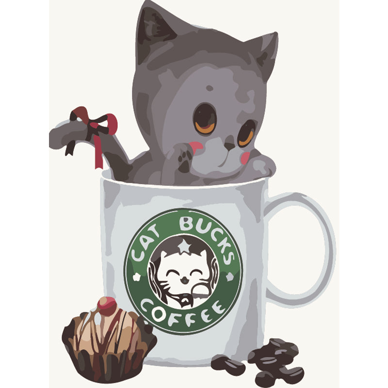 Kitten in Coffee Cup - 40x50 cm paint by numbers kit